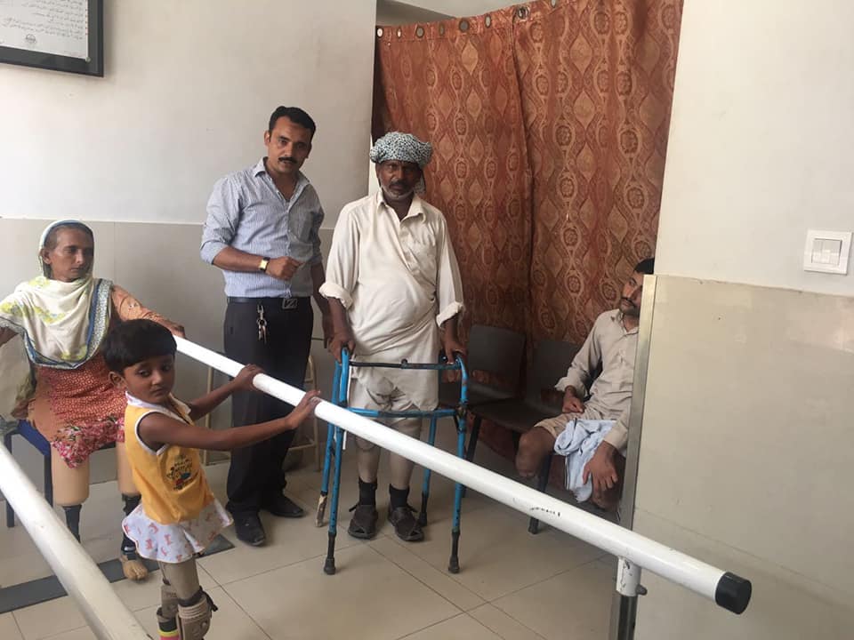 Patient achieving balance during rehabilitation