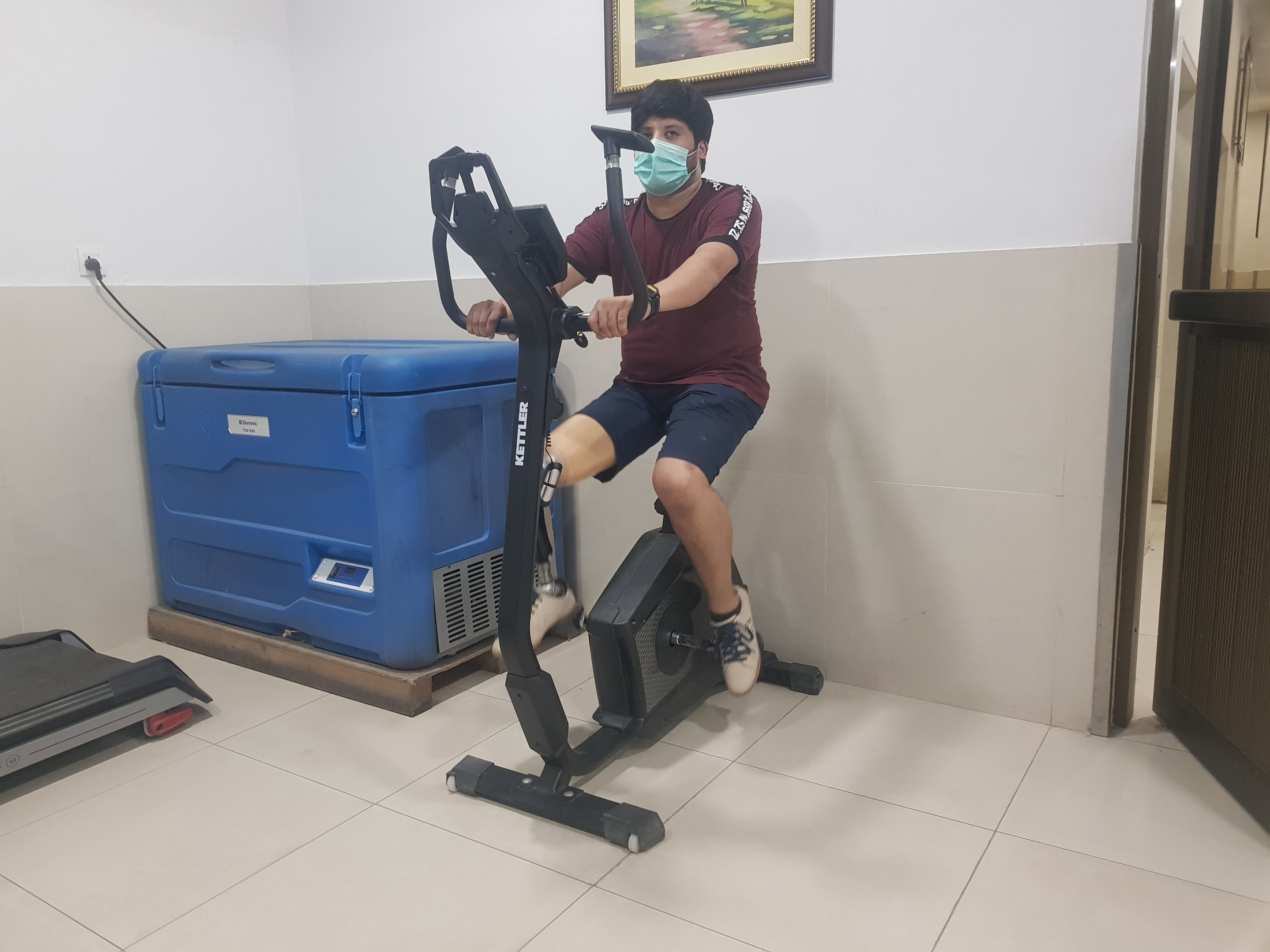 Gait training session with therapist